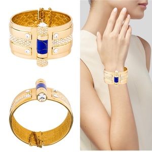14k Crystal Embellished Hinge Bangle Bracelet RZ